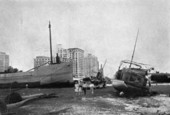 Ships washed ashore on Biscayne Boulevard, Miami.