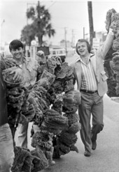State Senator Bob Graham working as a sponge processor at The Sponge Exchange - Tarpon Springs, Florida
