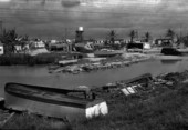 View of debris left in the wake of Hurricane Donna.