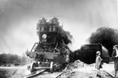 Woman and girl stand near the train wreck - Lloyd, Florida.