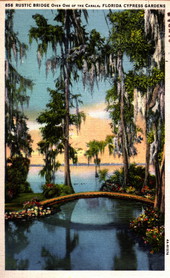 Rustic bridge over one of the canals - Florida Cypress Gardens