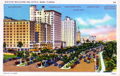 Biscayne Boulevard and hotels - Miami, Florida.