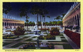 Night time scene in inner court of John and Mable Ringling Art Museum - Sarasota, Florida.