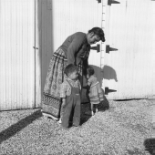 Seminole Indian twins Albert and Caroline Snow with their mother Alice