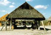 Seminole Indian chickee hut at the Dania Seminole Indian Reservation