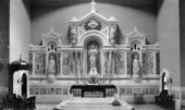 View showing the main altar of the Gesu Catholic Church in Miami, Florida.
