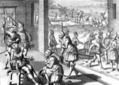Drawing of French at Fort Caroline.