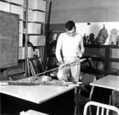Hale Smith of FSU Anthropology making Atlatl.