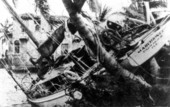 Vessel blown up on shore : West Palm Beach, Florida.