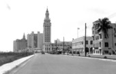 Street with news tower.
