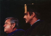 Burt Reynolds receiving honorary degree with FSU president Bernard Sliger :Tallahassee, Florida