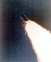 Space Shuttle Challenger right before the accident