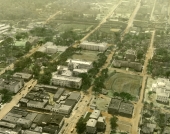 Aerial view of Tallahassee looking southeast over the Capitol towards Centennial Field