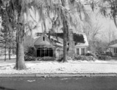 Brick house covered in snow - Tallahassee, Florida.