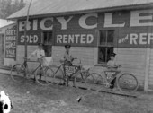 Children with bicycles for advertising - De Land, Florida