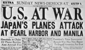 Newspaper headlines about U.S. declaration of war