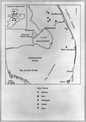 Map of the clan camps of the Cow Creek Seminole Indians