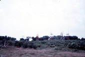 View of antennae atop a small gray building which is part of the "command destruct" system - Cape Canaveral, Florida.