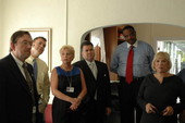 Portrait of committee members during their visit to the San Luis Mission site - Tallahassee, Florida.