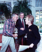 Governor Lawton Chiles and Lieutenant Governor Buddy MacKay greet Betty Castor - Tallahassee, Florida