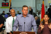 Governor Jeb Bush addresses the media gathered for a Tropical Storm Ernesto briefing from the State Emergency Operations Center in Tallahassee..
