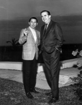 Tonight Show announcer Ed McMahon, right, conversing with an unidentified man - Fort Lauderdale, Florida.