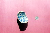 Spanish majolica sherd from the San Juan del Puerto mission on Fort George Island - Jacksonville, Florida .