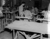 Defense Training class in blue print reading and drafting, Camp Roosevelt, Ocala, 1942, Charles C. Foster, instructor..