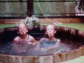 Alaina Bloyd and friend in hot tub at the Miccosukee Land Co-op.