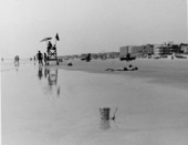 View of Daytona Beach showing a lifeguard stand.