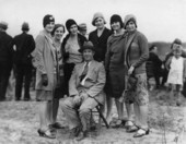 Group portrait of people at the grand opening of Dale Mabry Field in Tallahassee, Florida.