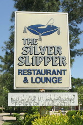 Sign for the Silver Slipper restaurant in Tallahassee, Florida.