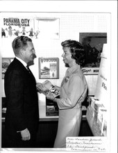 Wendell Jarrard, Director of the Florida Development Commission, with June Murphy at the Florida Showcase in New York City.