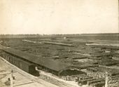 Bird's eye view overlooking a rosin yard in Pensacola, Florida.