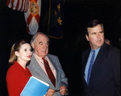Dr. Patricia Clements with ex-Governor Claude Kirk and Governor Jeb Bush at the Florida Governors Forum.