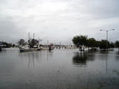 Marina in Apalachicola flooded during Hurricane Dennis.