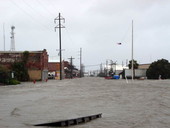 Flooding of streets of Apalachicola from Hurricane Dennis.