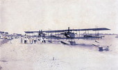 Two Curtiss N-9 seaplanes on the beach in Cedar Key, Florida.