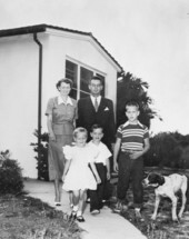Gubernatorial candidate (and future governor) Dan McCarty and his family outside their home - Fort Pierce, Florida