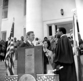 Bill Gunter being sworn in as Treasurer.