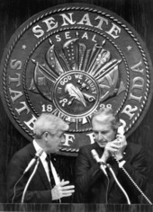 Senate President Harry Johnston and Senator George Kirkpatrick.