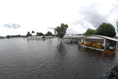 View of flooding from Tropical Storm Fay at the Lamplighter Village mobile home park in Melbourne, Fla.