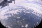 View looking out from the U.S. Air Force turboprop airplane used to transport Governor Charlie Crist during Tropical Storm Fay.