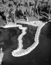 Aerial view of swimming pool in the shape of Florida at Cypress Gardens - Winter Haven, Florida