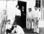 Boatmen with 2 inspectors at the door to office in Mayport, Florida.