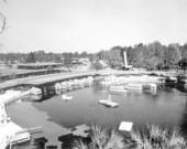 Fleet of glass bottom boats at Silver Springs dock - Ocala, Florida