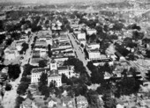Aerial view looking north at the Capitol and business district - Tallahassee, Florida.