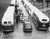 Buses awaiting the holiday rush at the Florida State College for Women - Tallahassee, Florida