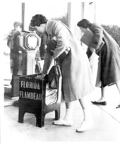Florida State University student picking up a copy of the Florida Flambeau - Tallahassee, Florida.