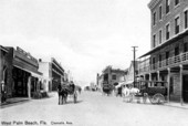View down Clematis Street - West Palm Beach, Florida.